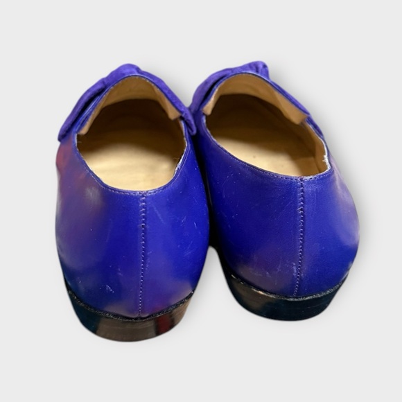 Vintage 1980s Nine West, Funky Purple Leather Loafers, With Suede Bows - Picture 7 of 8
